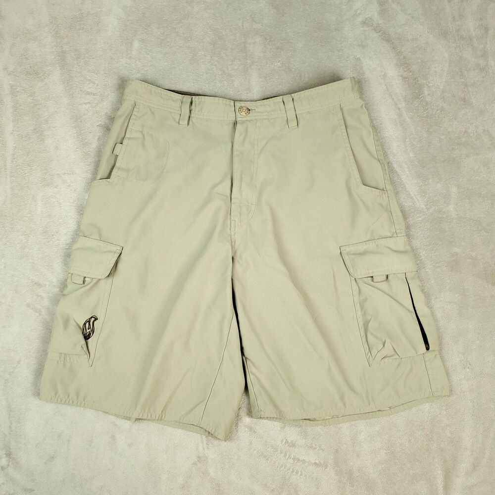 Tony Hawk Cargo Shorts Mens 34 Beige Polyester Microfiber Skate Outdoors Casual